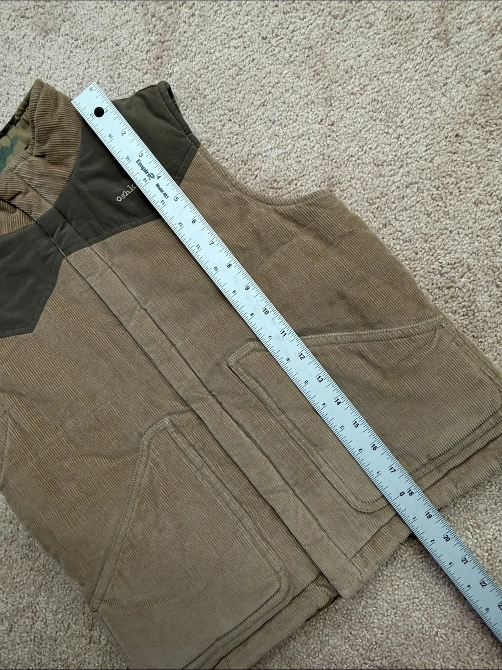 OshKosh Bgosh Reversible Corduroy Camo Puffer Vest Western Yoke Retro Kids Sz 8